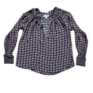 Velvet by Graham & Spencer Women’s Blue Geo Blouse Size Small